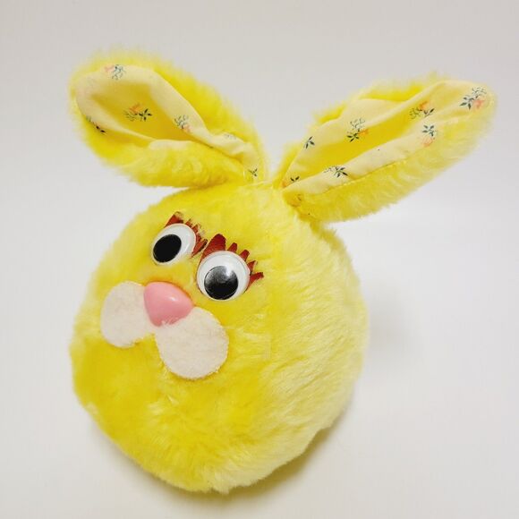 Yellow Bunny Rabbit Plush Vintage Animal Farm Musical Baby Stuffed Animal Toy 6" - Picture 8 of 12